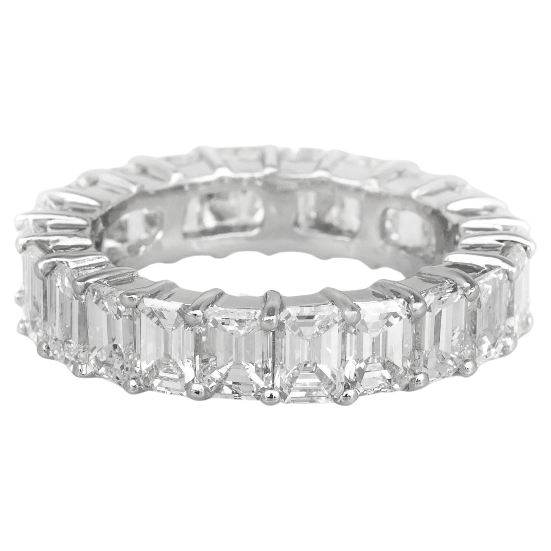 7.10 Carat Emerald Cut Diamond Eternity Band