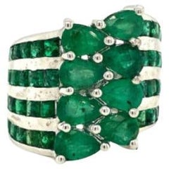 7,10 Karat Smaragd breiter Smaragd-Hochzeitsring aus Sterlingsilber für Damen