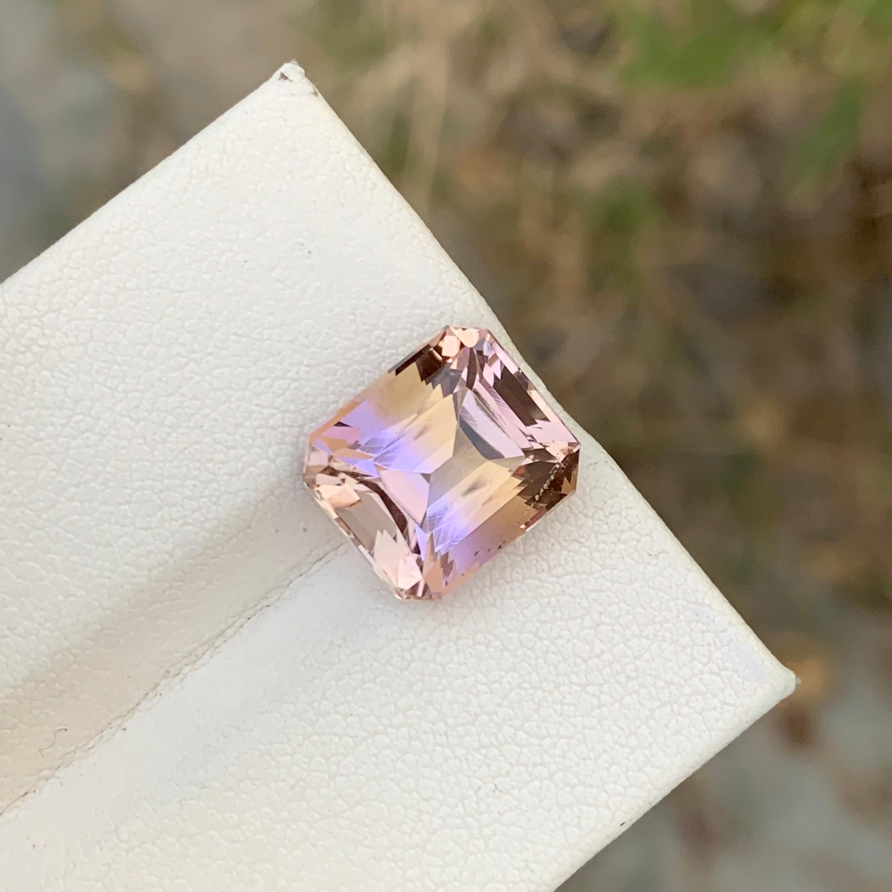Natural loose Ametrine
Weight: 7.10 Carats 
Dimension: 12.2X10.8X8.2 Mm
Origin: Brazil
Shape: Emerald 
Color: Purple & Yellow
Treatment: Non
Certificate: On Client Demand
. 
Ametrine is a captivating gemstone that combines the vibrant purple hues of