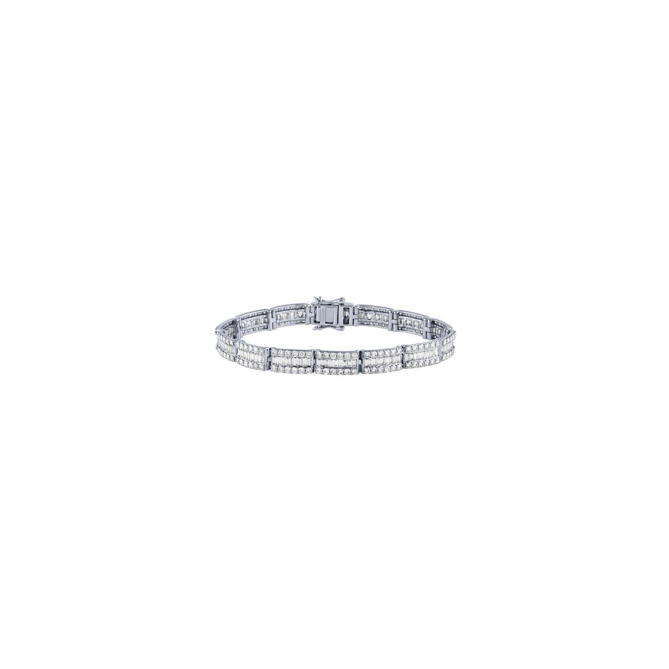 Women's 7.10 Carat Natural Diamond Bracelet F-G VS-SI 14K White Gold 7'' For Sale