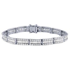 7.10 Carat Natural Diamond Bracelet F-G VS-SI 14K White Gold 7''
