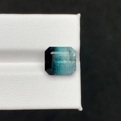 7.10 Carat Natural Loose Bi Color Tourmaline Stone Emerald Cut Afghan Gemstone