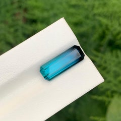 7.10 Carat Natural Loose Indicolite Tourmaline Long Emerald Gemstone