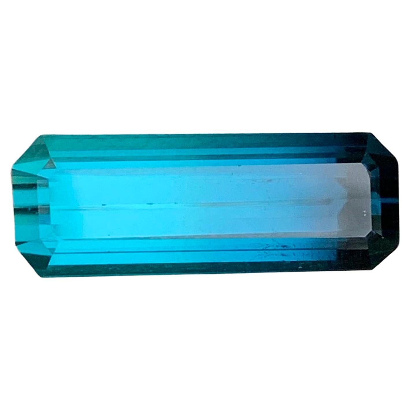 7.10 Carat Natural Loose Indicolite Tourmaline Long Emerald Gemstone