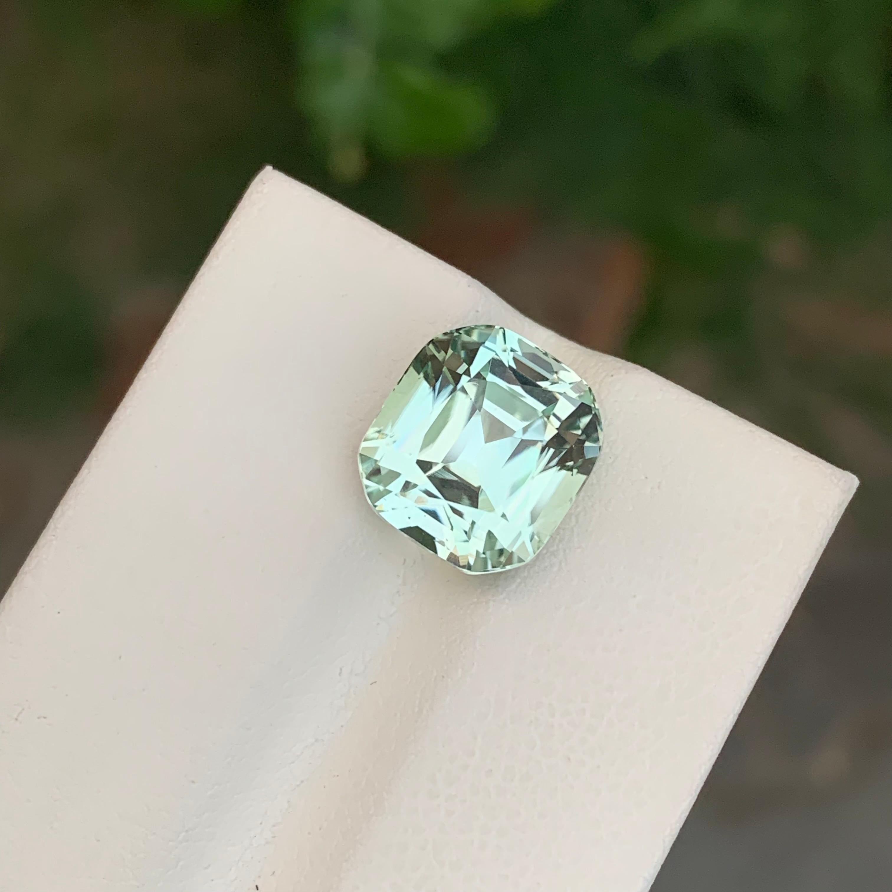 7.10 Carats Natural Loose Chinoise Green Tourmaline Cushion Shape (Tourmaline verte en forme de coussin) en vente 5