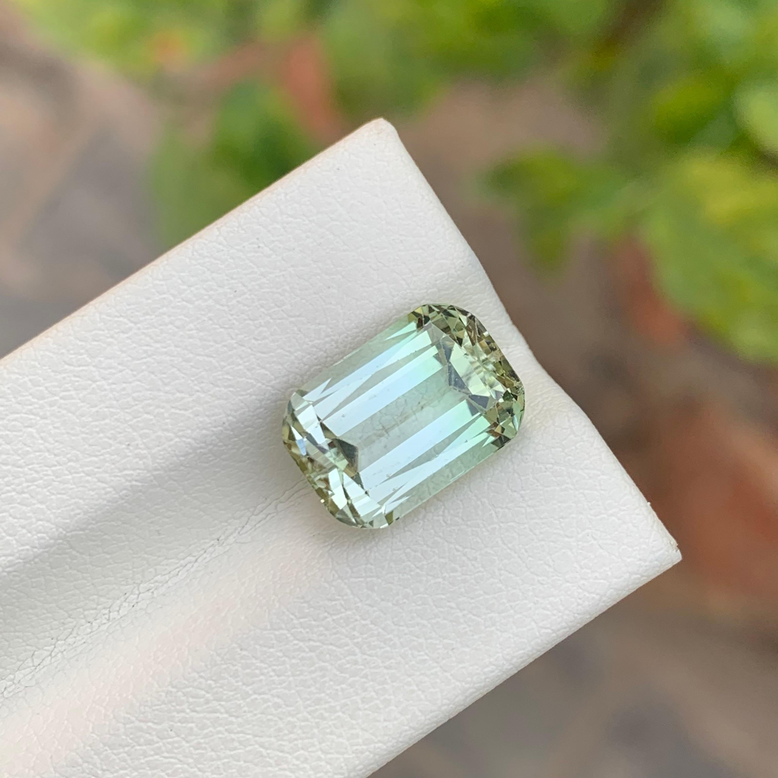 7.10 Carat Natural Loose Light Green Tourmaline Cushion Shape Gemstone (pierre précieuse en forme de coussin) en vente 4