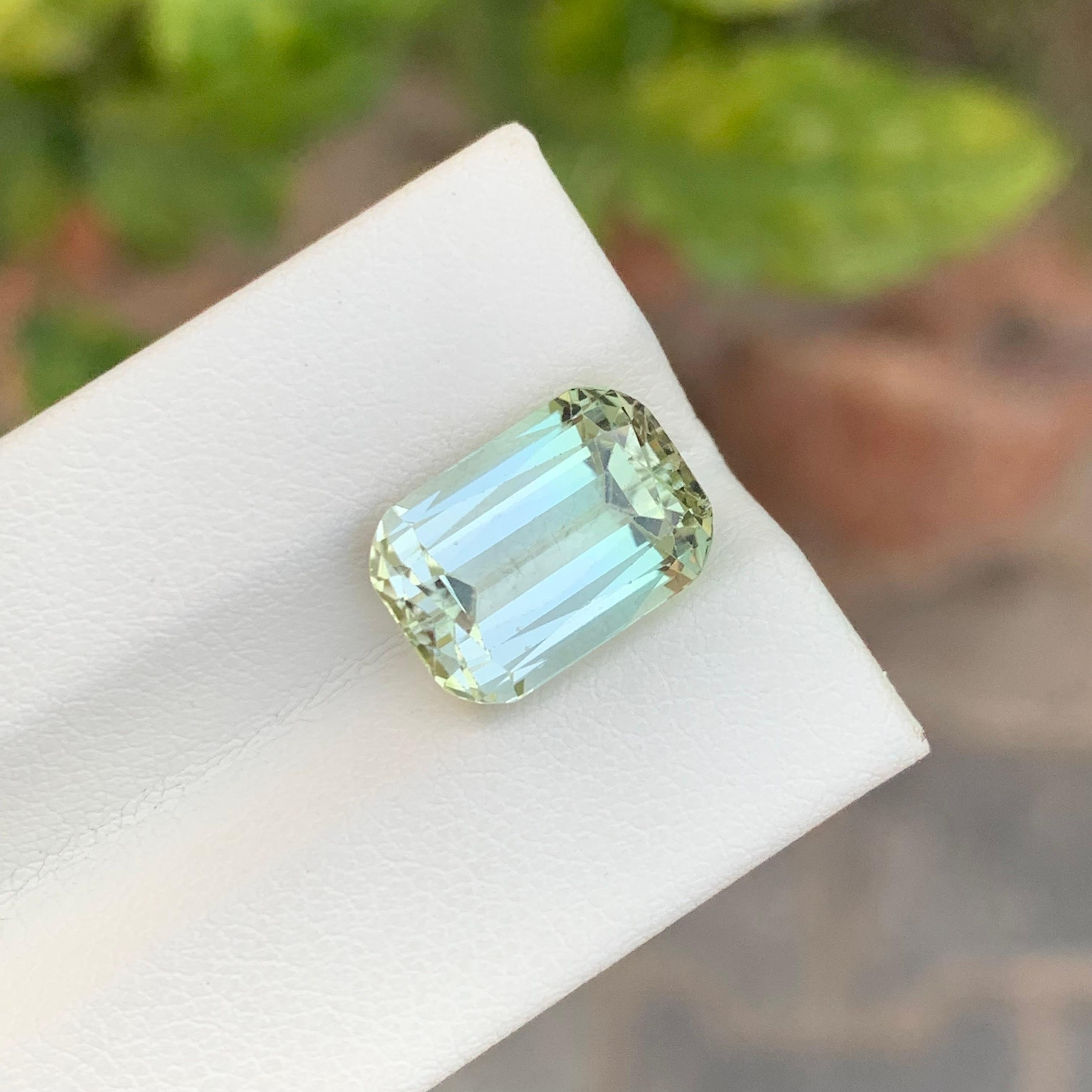7.10 Carat Natural Loose Light Green Tourmaline Cushion Shape Gemstone (pierre précieuse en forme de coussin) en vente 3
