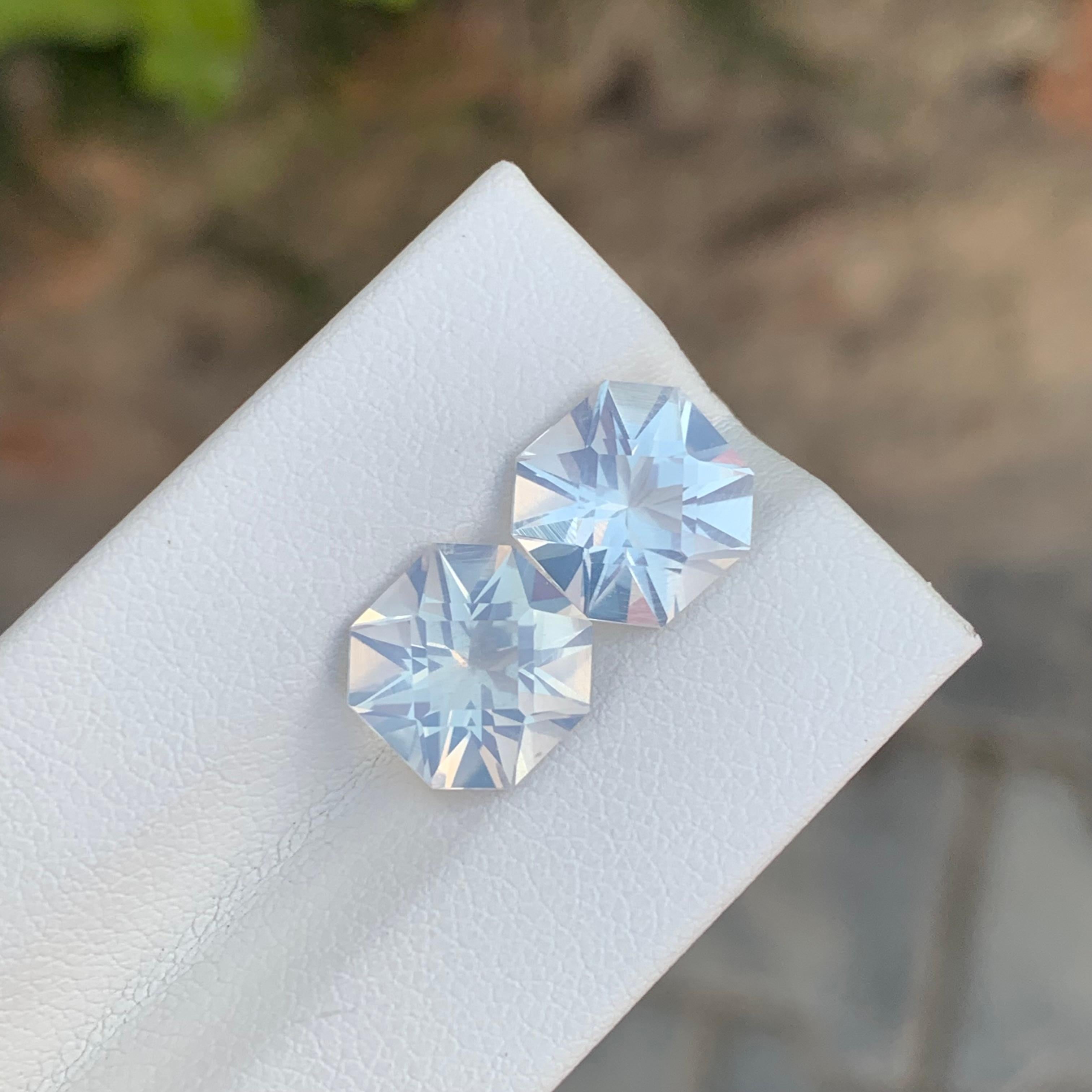 7.10 Carat Natural Loose Moonstone Pair Square Shape Gemstone (pierre de lune en paire de forme carrée) en vente 4