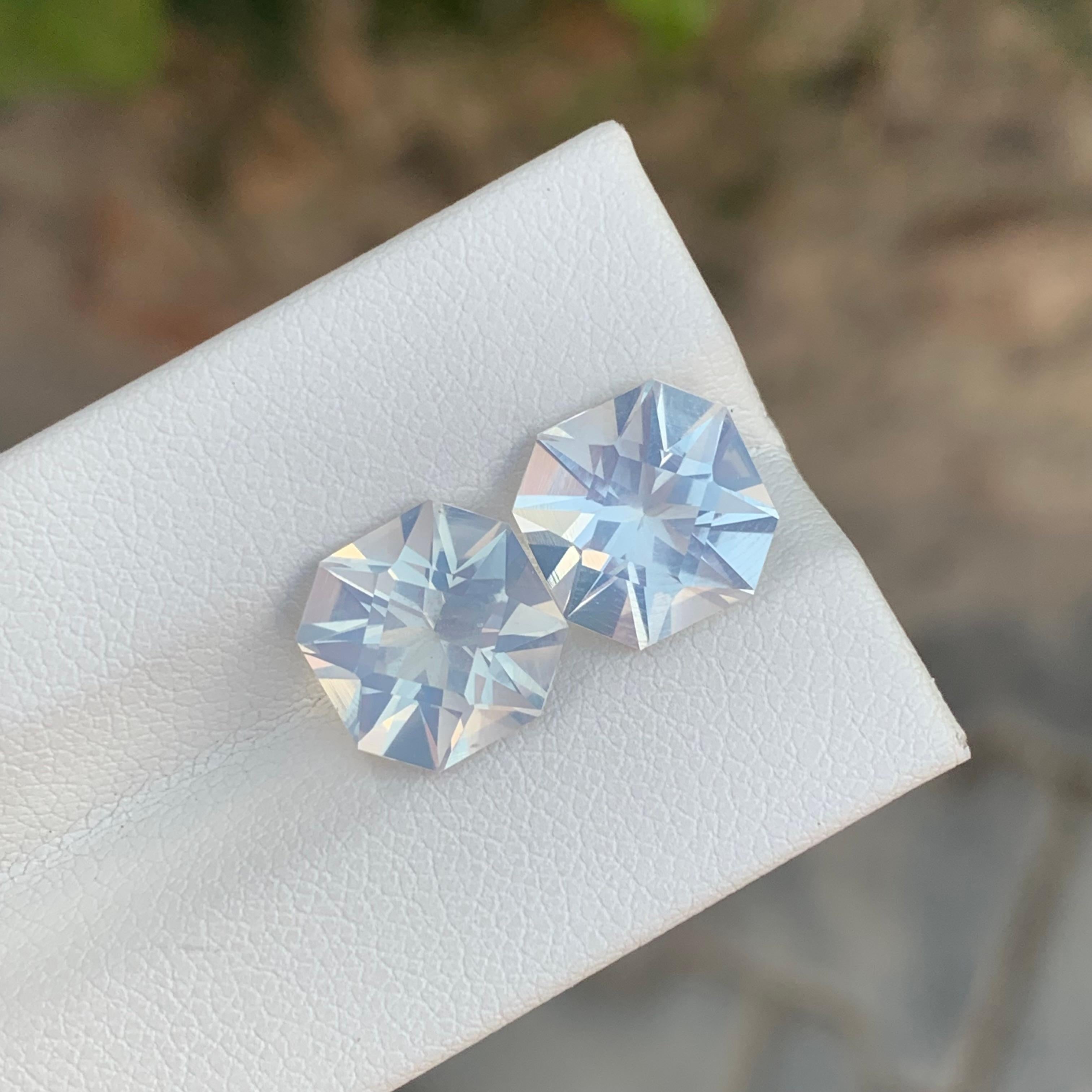 Taille carrée 7.10 Carat Natural Loose Moonstone Pair Square Shape Gemstone (pierre de lune en paire de forme carrée) en vente