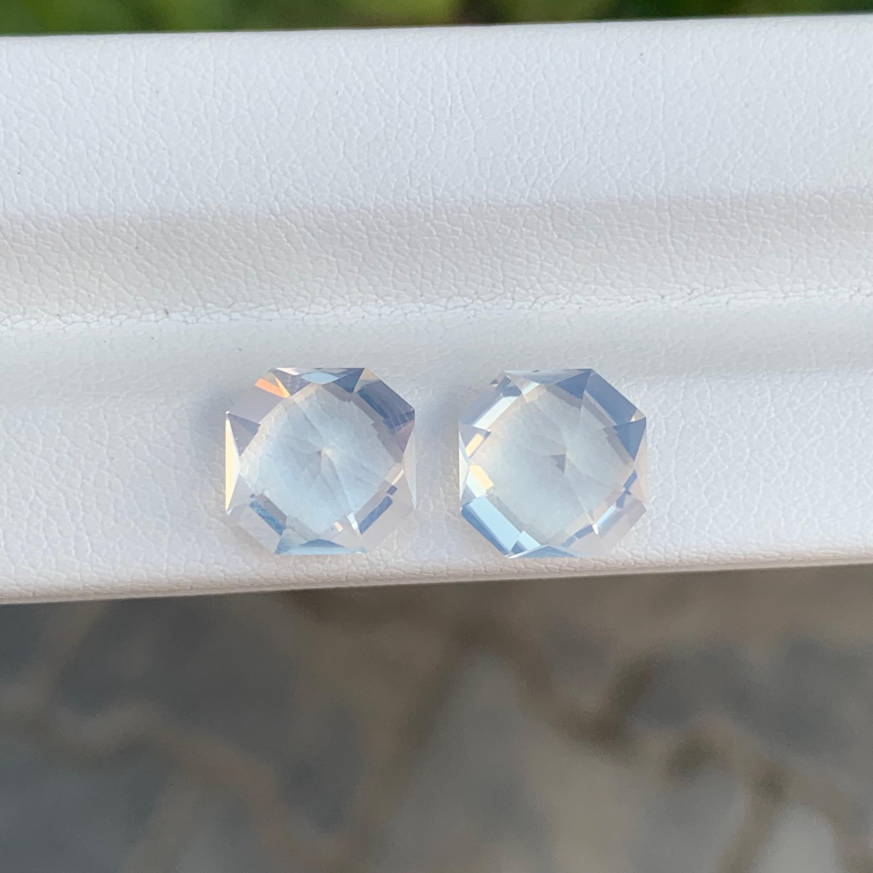 7.10 Carat Natural Loose Moonstone Pair Square Shape Gemstone (pierre de lune en paire de forme carrée) Neuf - En vente à Peshawar, PK