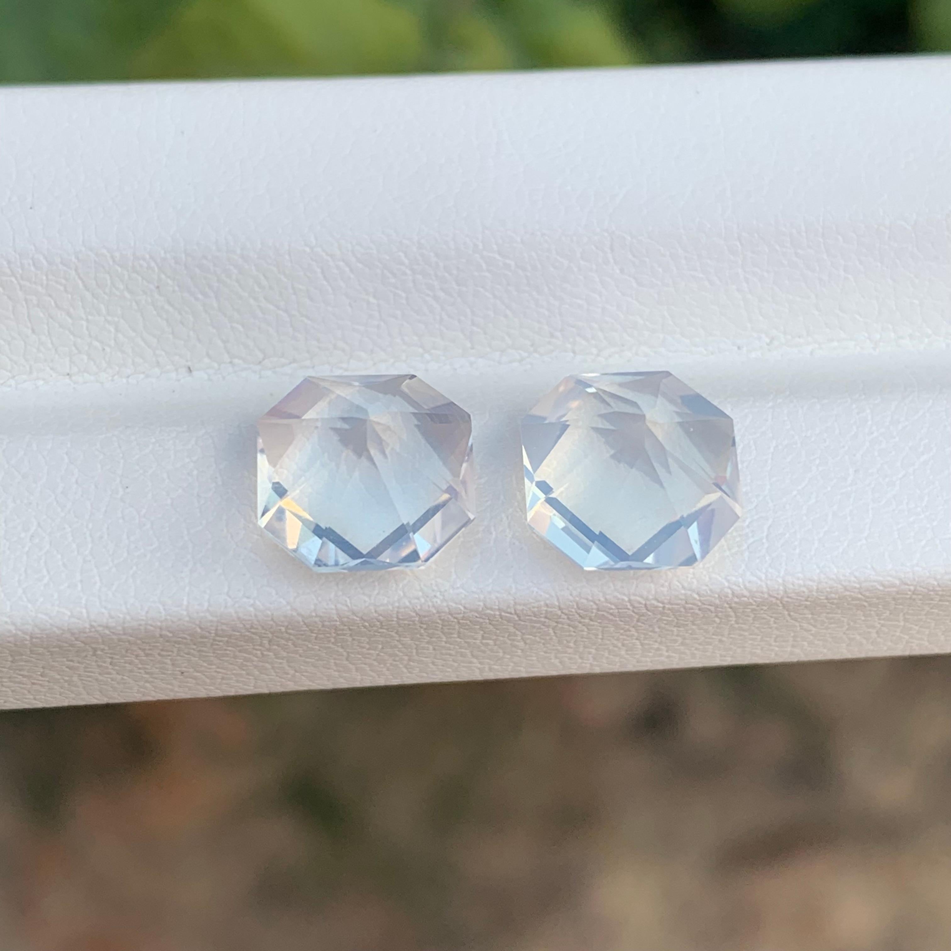 7.10 Carat Natural Loose Moonstone Pair Square Shape Gemstone (pierre de lune en paire de forme carrée) Unisexe en vente