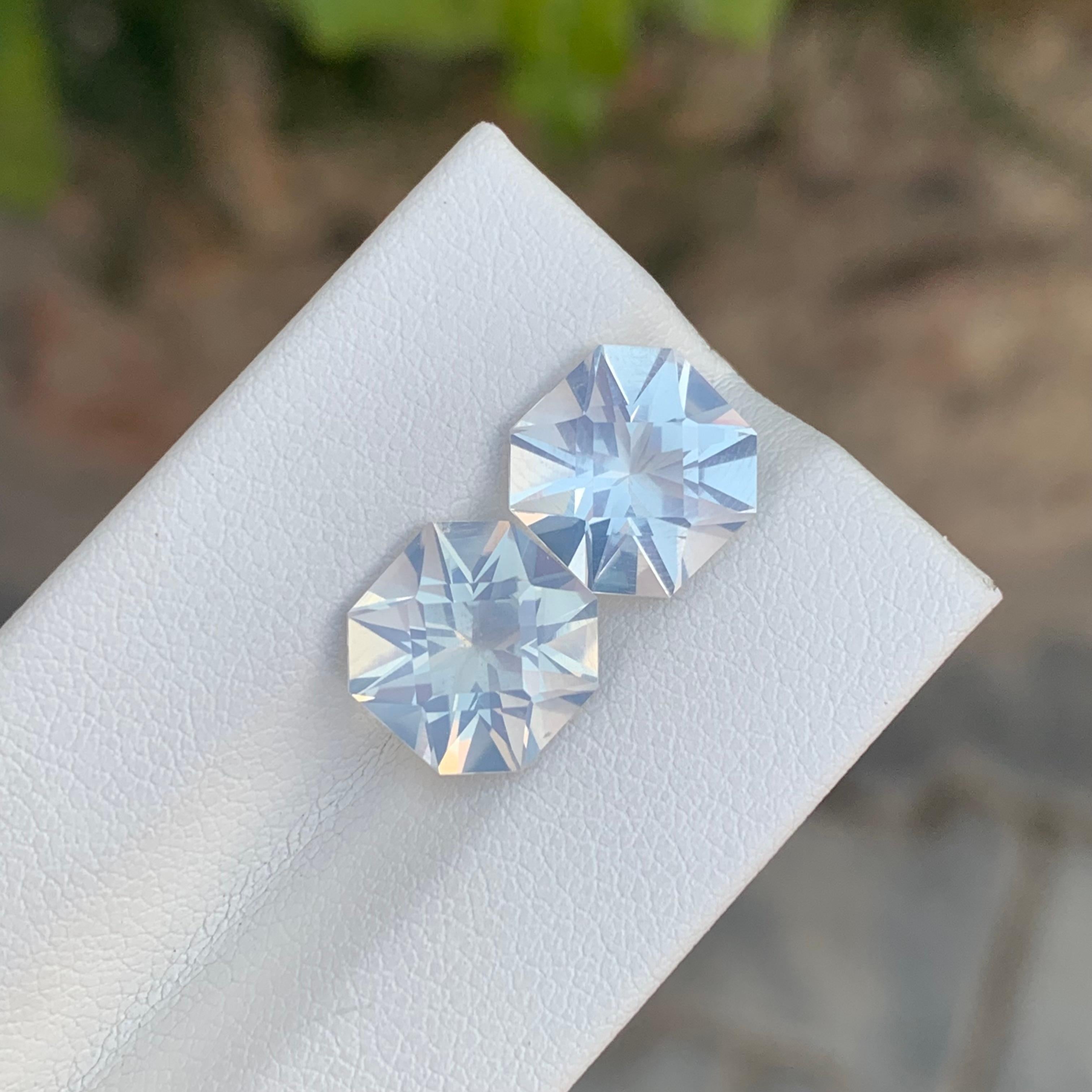 7.10 Carat Natural Loose Moonstone Pair Square Shape Gemstone (pierre de lune en paire de forme carrée) en vente 1