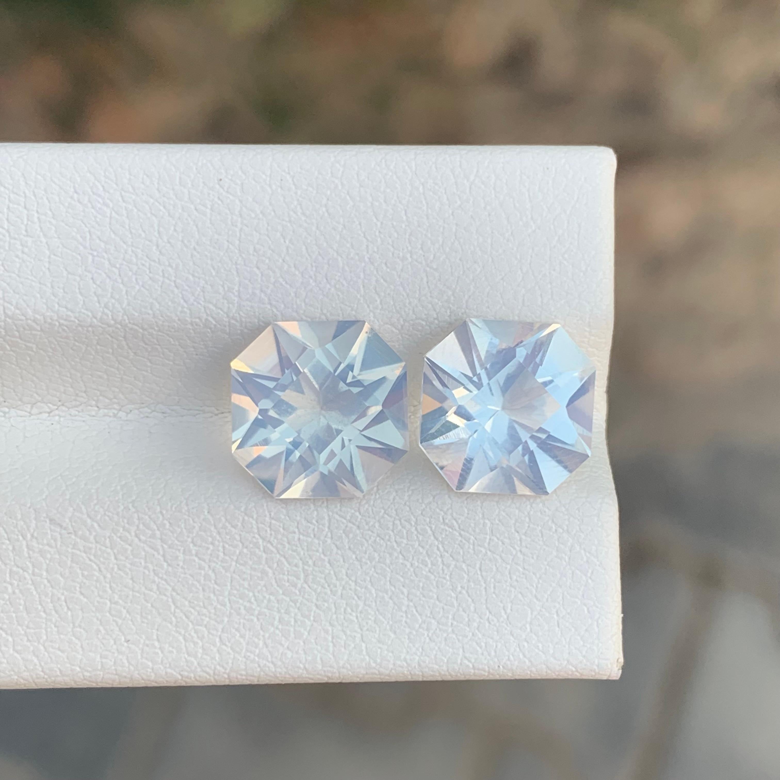 7.10 Carat Natural Loose Moonstone Pair Square Shape Gemstone (pierre de lune en paire de forme carrée) en vente 3