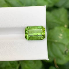7.10 Carat Natural Loose Rutile Green Peridot Emerald Cut Pakistani Gemstone
