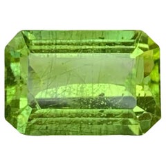 7.10 Carat Natural Loose Rutile Green Peridot Emerald Cut Pakistani Gemstone