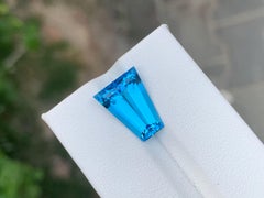 7.10 Carat Natural Loose Swiss Blue Topaz Trapezoid Shape Gemstone