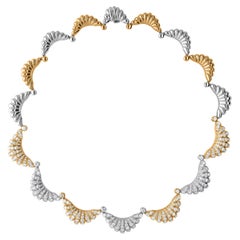 7,10 Carati SI/H Diamante Mezzaluna Collana Charms 14 Carati Oro Bianco Giallo