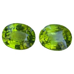 7.10 carats Green Loose Peridot Pair Fancy Oval Cut Natural Pakistani Gemstone