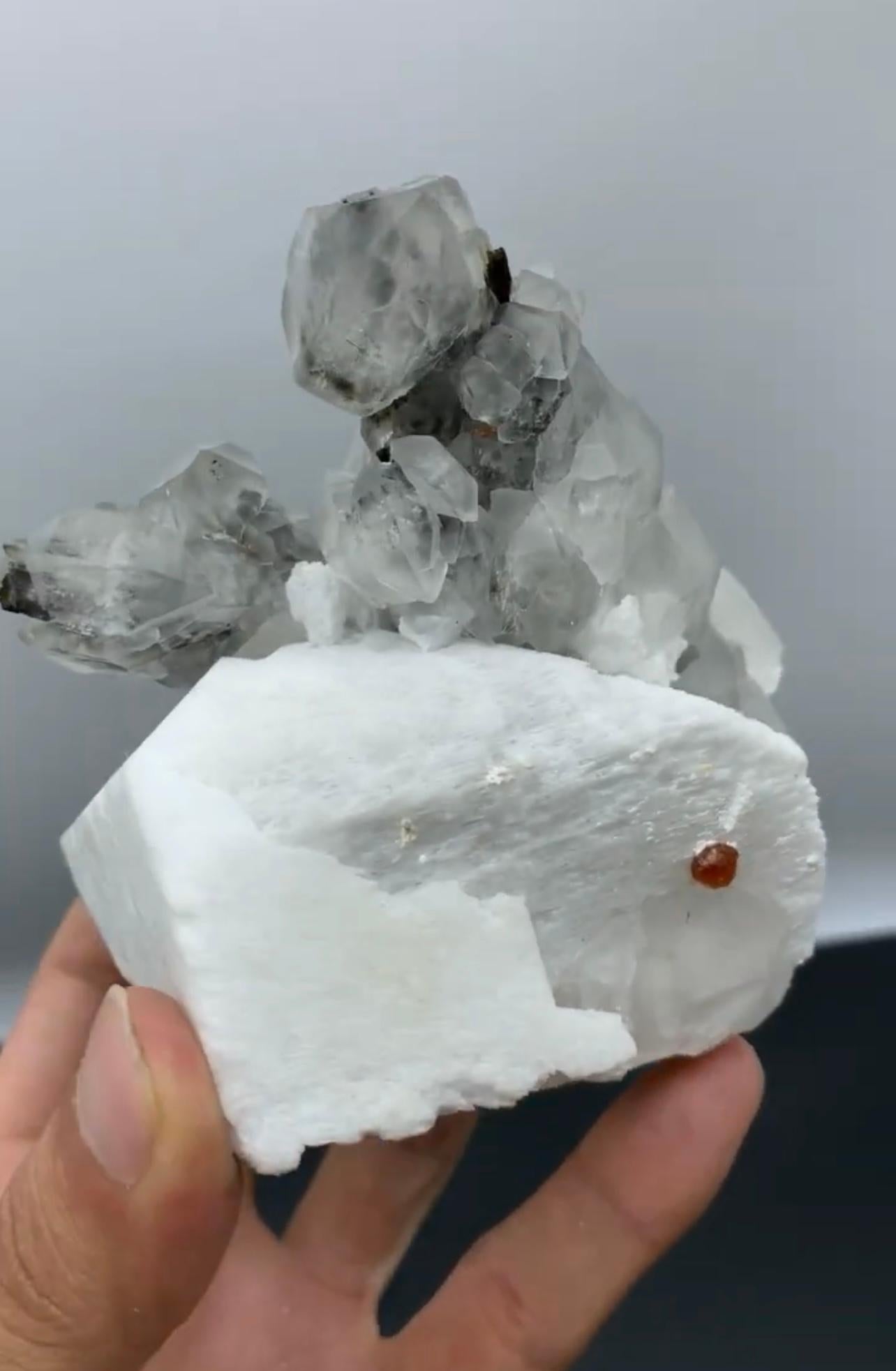 Other 710 Grams Isolated Double Terminated Quartz On Feldspar With Garnet From Pakista For Sale