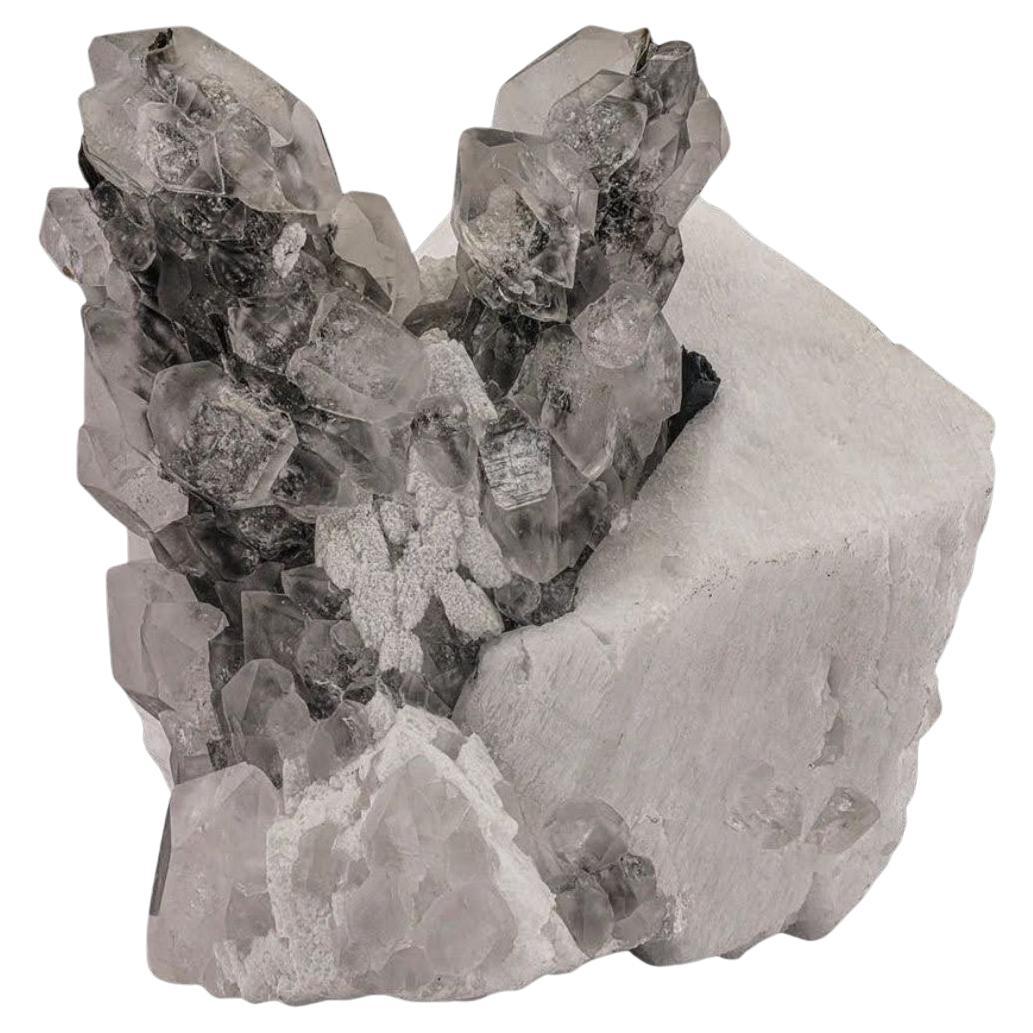 710 Grams Isolated Double Terminated Quartz On Feldspar With Garnet From Pakista