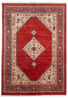 Tapis en laine noué à la main, motif Qashqaii, 7'10" x 11'1"