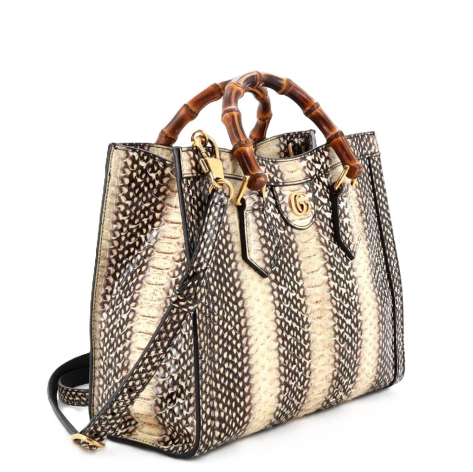 $7100 New With Tags Gucci Python Bamboo Medium Diana Bag For Sale 6