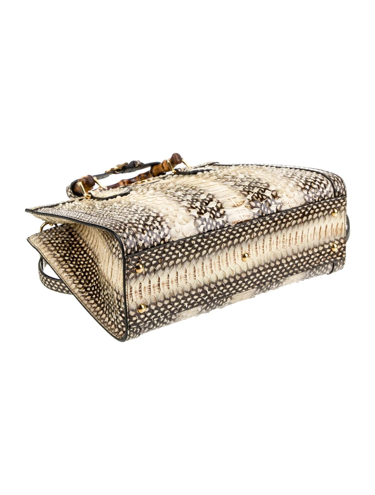 $7100 New With Tags Gucci Python Bamboo Medium Diana Bag In New Condition For Sale In Leesburg, VA