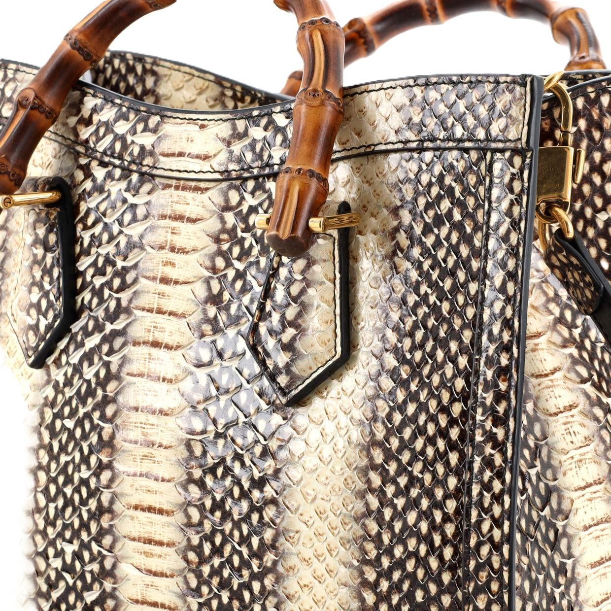 $7100 New With Tags Gucci Python Bamboo Medium Diana Bag For Sale 2