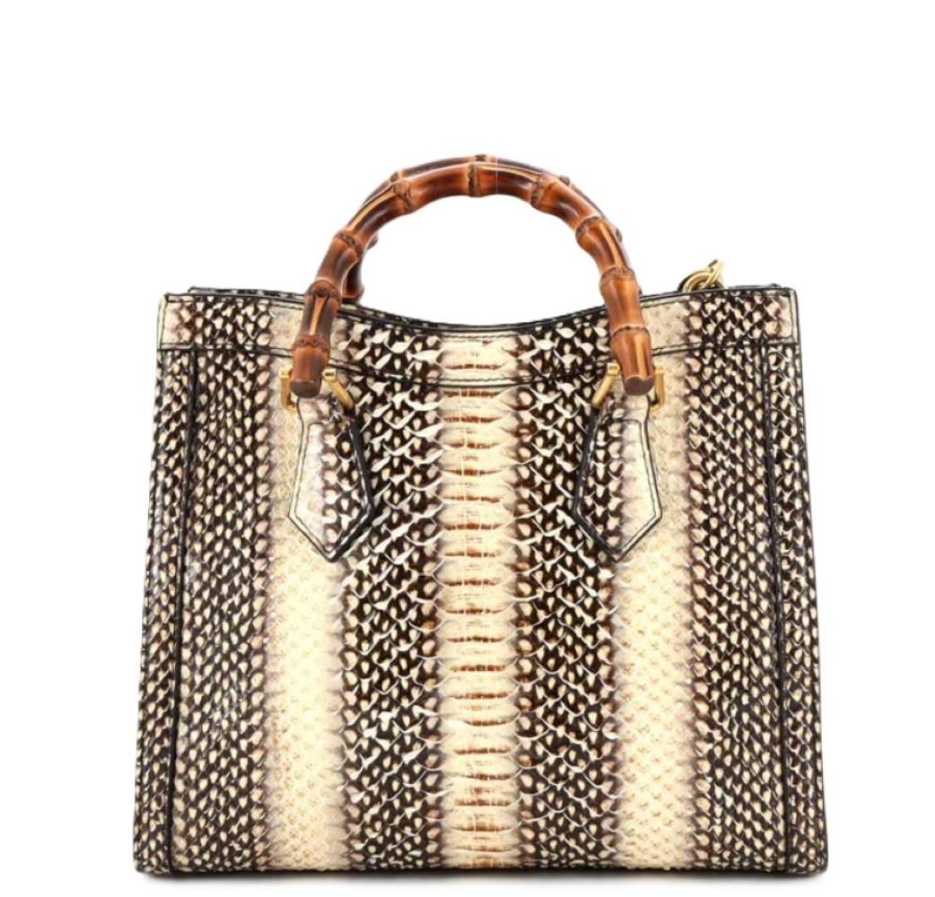$7100 New With Tags Gucci Python Bamboo Medium Diana Bag For Sale 4