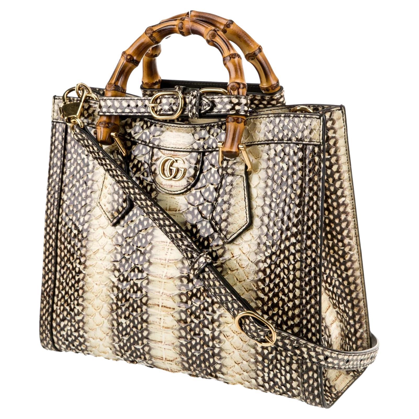 $7100 New With Tags Gucci Python Bamboo Medium Diana Bag For Sale