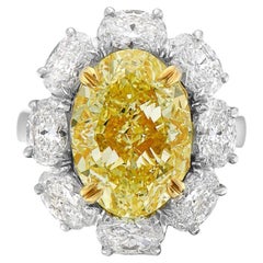 7.10ct Fancy Light Yellow Oval IF GIA OVAL Halo Ring