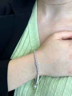 7.10CTW Emerald Cut Bezel Setting Diamond Tennis Bracelet 14K White Gold