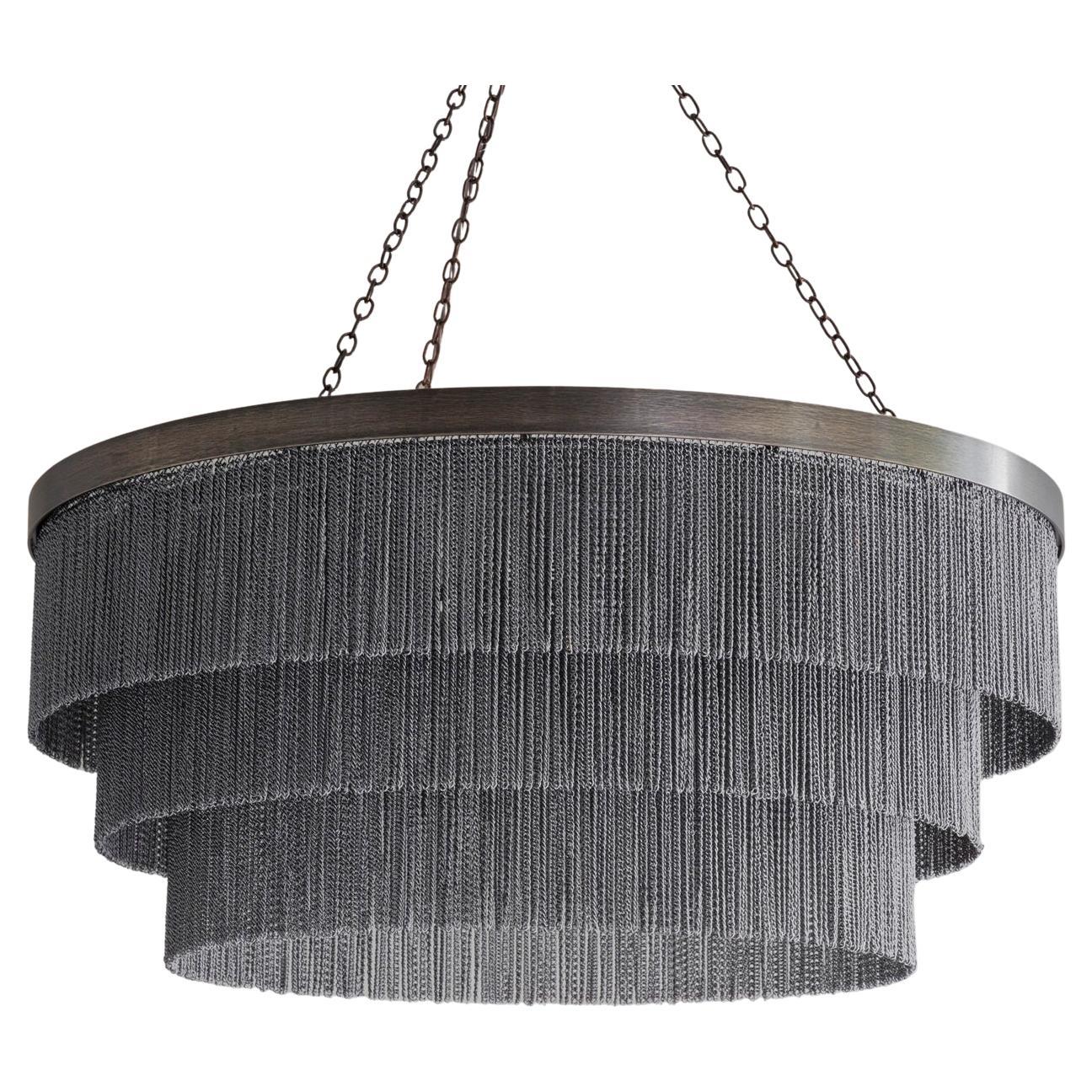 Lustre contemporain de 28 po en bronze avec chaîne noire par Tigermoth Lighting