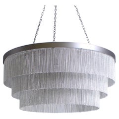 Contemporary 28" Flat Nickel Chandelier with Silver Chain by Tigermoth Lighting