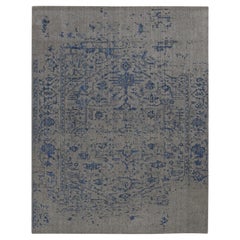 7'10"x10' Battleship Gray Jacquard Hand Loomed Hand Knotted Pure Wool Rug