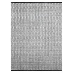 7'10 "x10' Grigio e nero, Tappeto di Lana e Seta a telaio a mano con design romano moderno