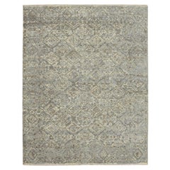 7
10"x10
Gray Erased and Broken Garden Design Hand Knotted Pure Wool Rug