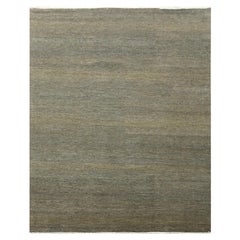 7'10 "x10' Honey Brown Modern Grass Design Tappeto orientale in lana e seta annodato a mano