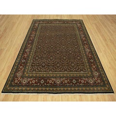 7'10"x10' Jade Black Fish Pattern Herati Wool Hand Knotted Oriental Rug