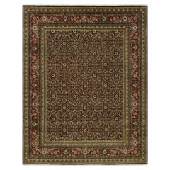 7'10"x10' Jade Black Fish Pattern Herati Wool Hand Knotted Oriental Rug
