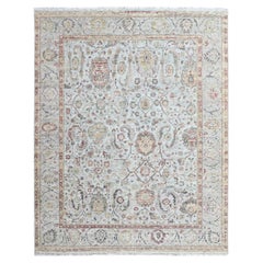 7'10"x10' Light Gray Hand Knotted Ziegler Mahal Design Pure Wool Oriental Rug