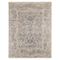 7'10"x10' Light Green Pure Silk Wool Mughal Design Hand Knotted Oriental Rug