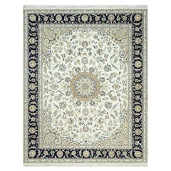 7'10"x10' Origami blanc noué à la main 250 KPSI Nain Design Wool Denser Weave Rug