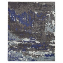 7'10"x10' Purple Hand Knotted Abstract Galaxy Design Wool and Silk Rug