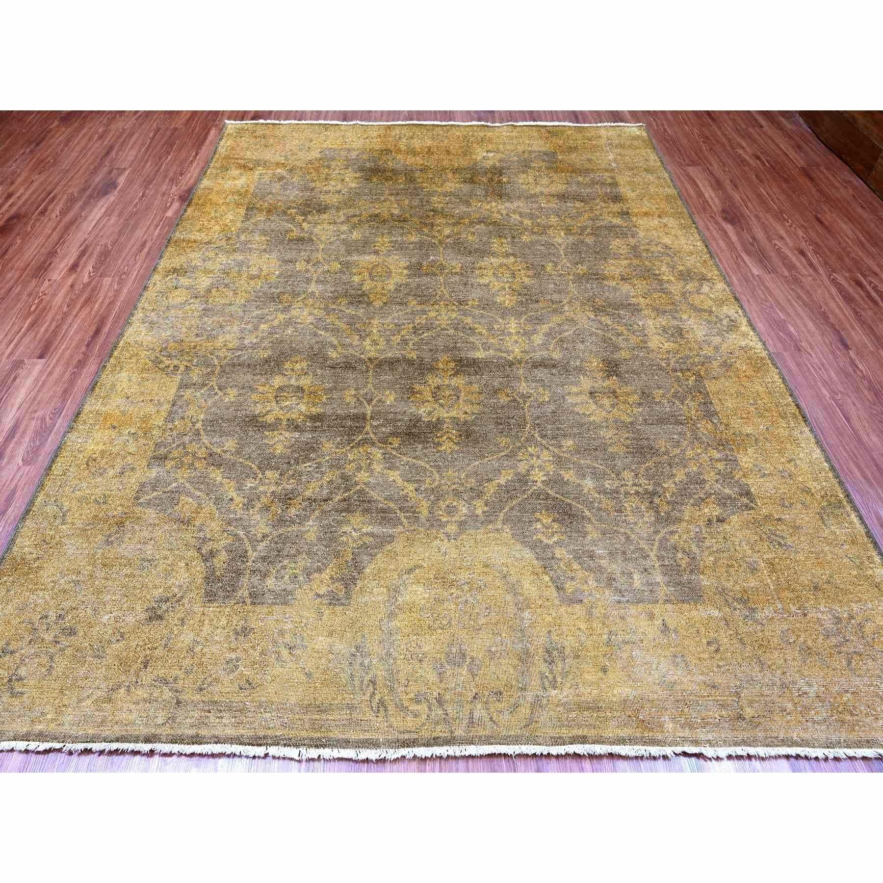 Walnut Brown, Peshawar with Ziegler Mahal, All Over Design, Distressed, Zero Pile, Hand Knotted, Pure Wool, Oriental Rug
Primary materials: Wool
Latex: No Pile 
height: 0.25 Inches
Style: Traditional
Primary color: Brown
Secondary colors: