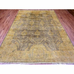 7'10"x10'1" Brown Peshawar Ziegler Mahal All Over Design Hand Knotted Wool Rug