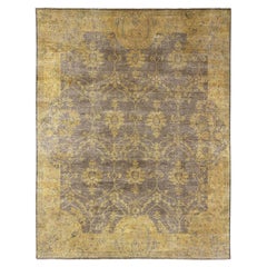 7'10"x10'1" Brown Peshawar Ziegler Mahal All Over Design Hand Knotted Wool Rug