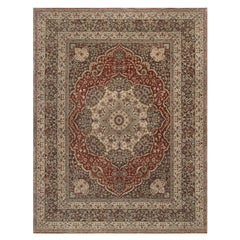 7'10"x10'1" Ruby Red Antiqued Tabriz Design Hand Knotted Soft Wool Oriental Rug