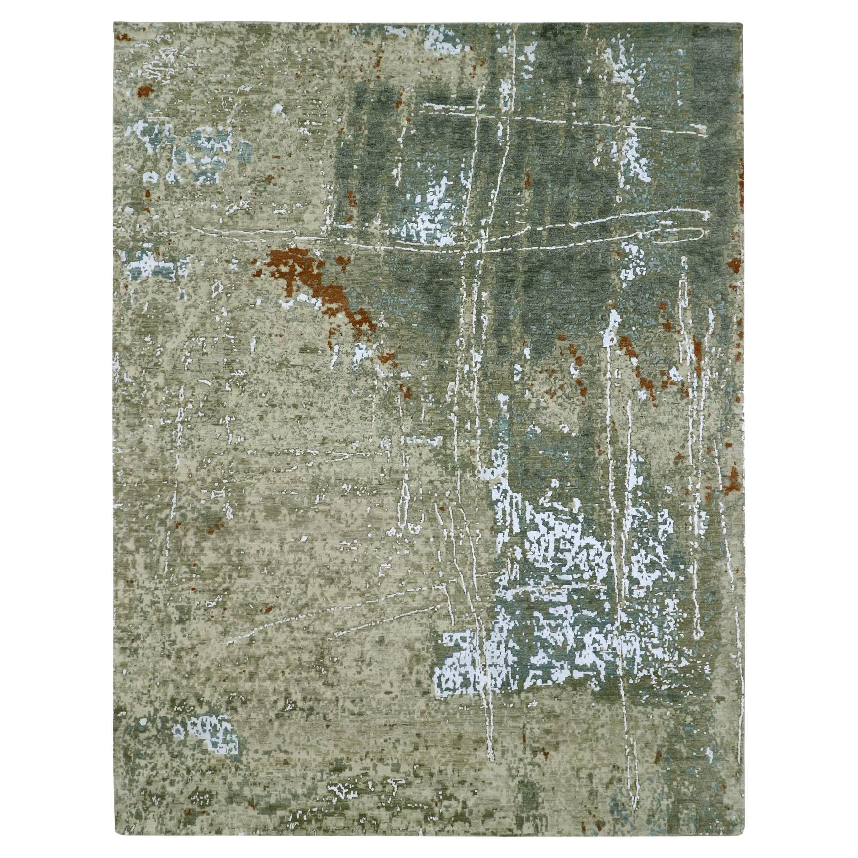 7
10 "x10
2" Beige Abstrakt mit Galaxy Design Handgeknüpft Wolle Orientteppich