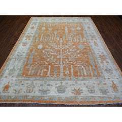 7'10"X10'2" Burnt Orange, Natural Wool, Afghan Angora Oushak Hand Knotted Rug
